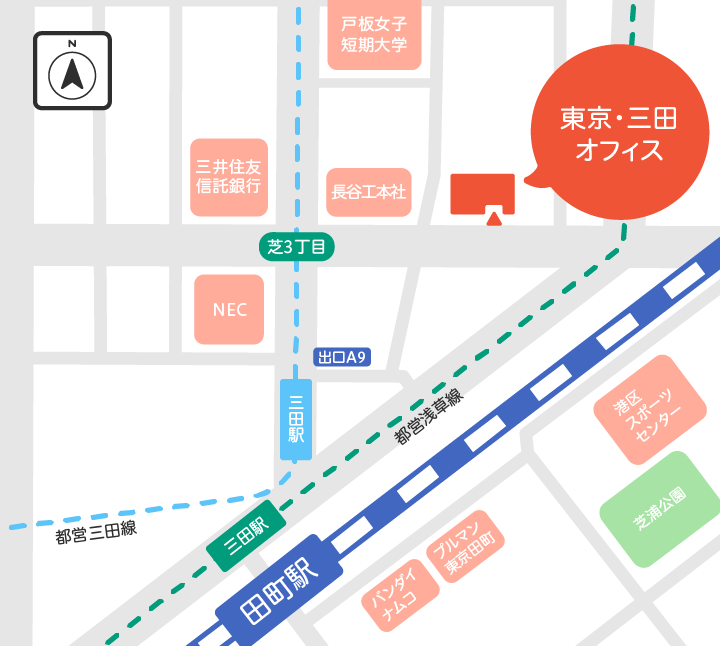東京・三田オフィスの地図
