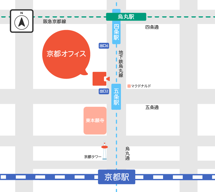 京都オフィスの地図